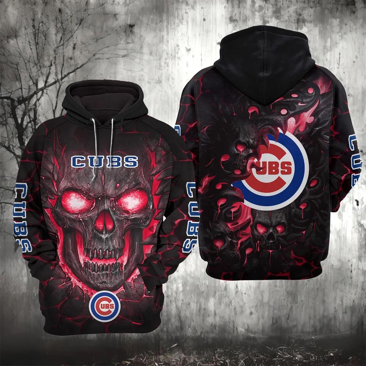 Chicago Cubs Lava Skull 3D MLB All Over Print Hoodie