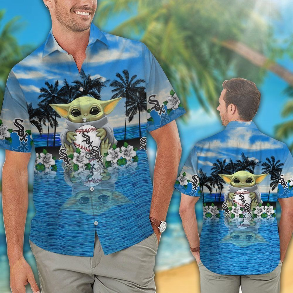 Chicago White Sox Baby Yoda Hawaiian Shirt Tropical Aloha Button Up