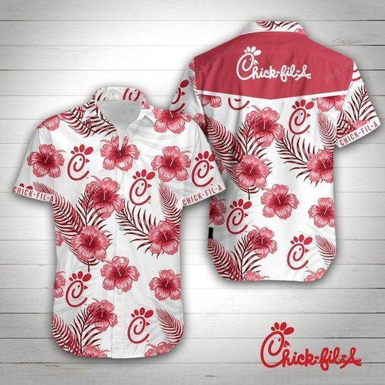 Chick-fil-a Hawaiian Shirt Tropical Aloha Button Up