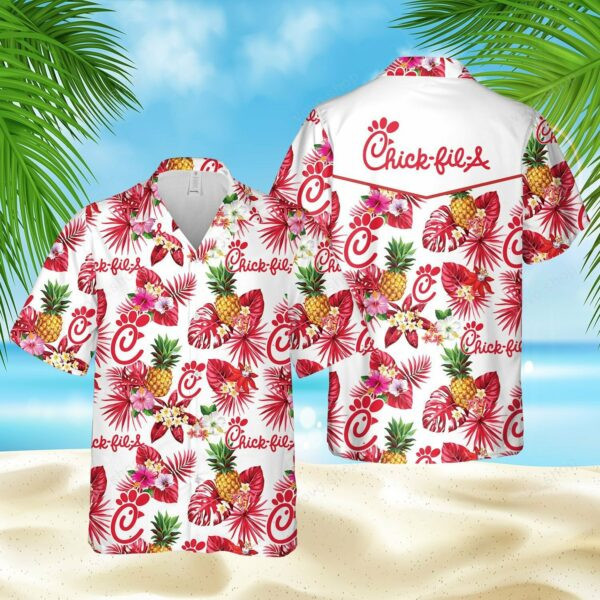 Chick-fil-a Pineapple Hawaiian Shirt Tropical Aloha Button Up