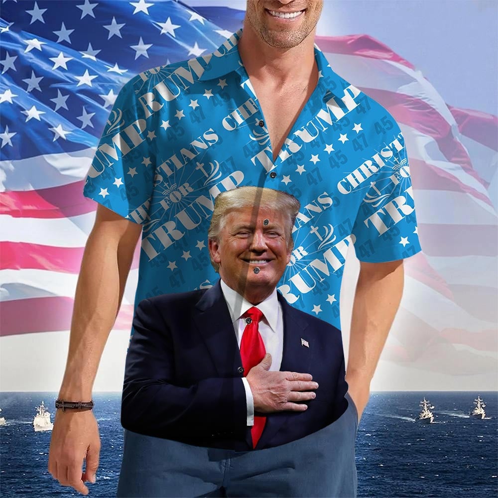 Christians For Trump 2024 Hawaiian Shirt Pro Trump Patriotic Button Up Gifts For Christians