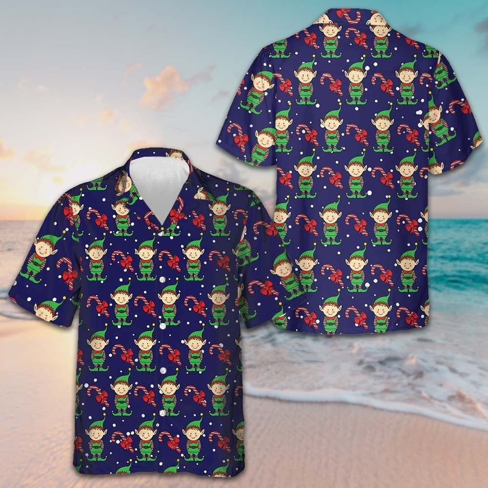Christmas Elves On Blue Hawaiian Shirt 2024 Xmas Elf Shirt Gifts For Brother