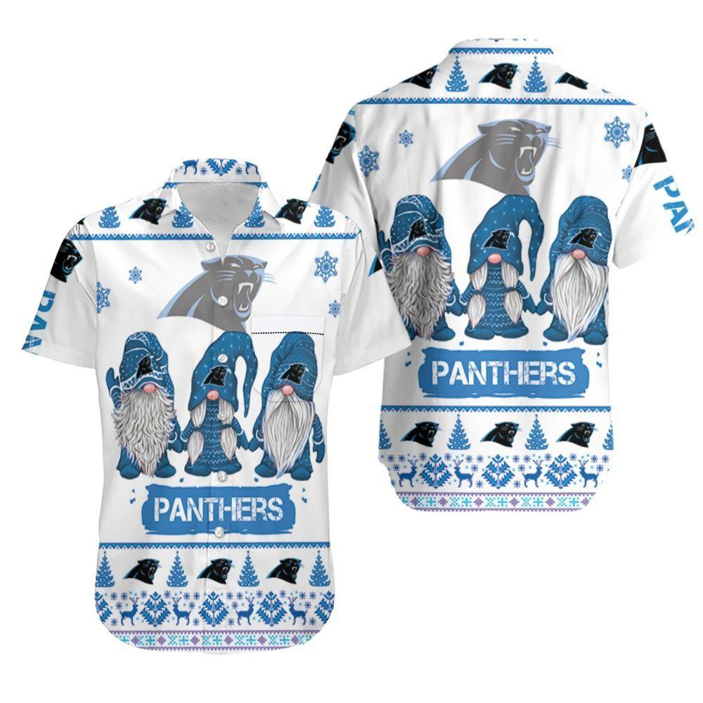Christmas Gnomes Carolina Panthers Christmas Hawaiian Shirt Tropical Aloha Button Up