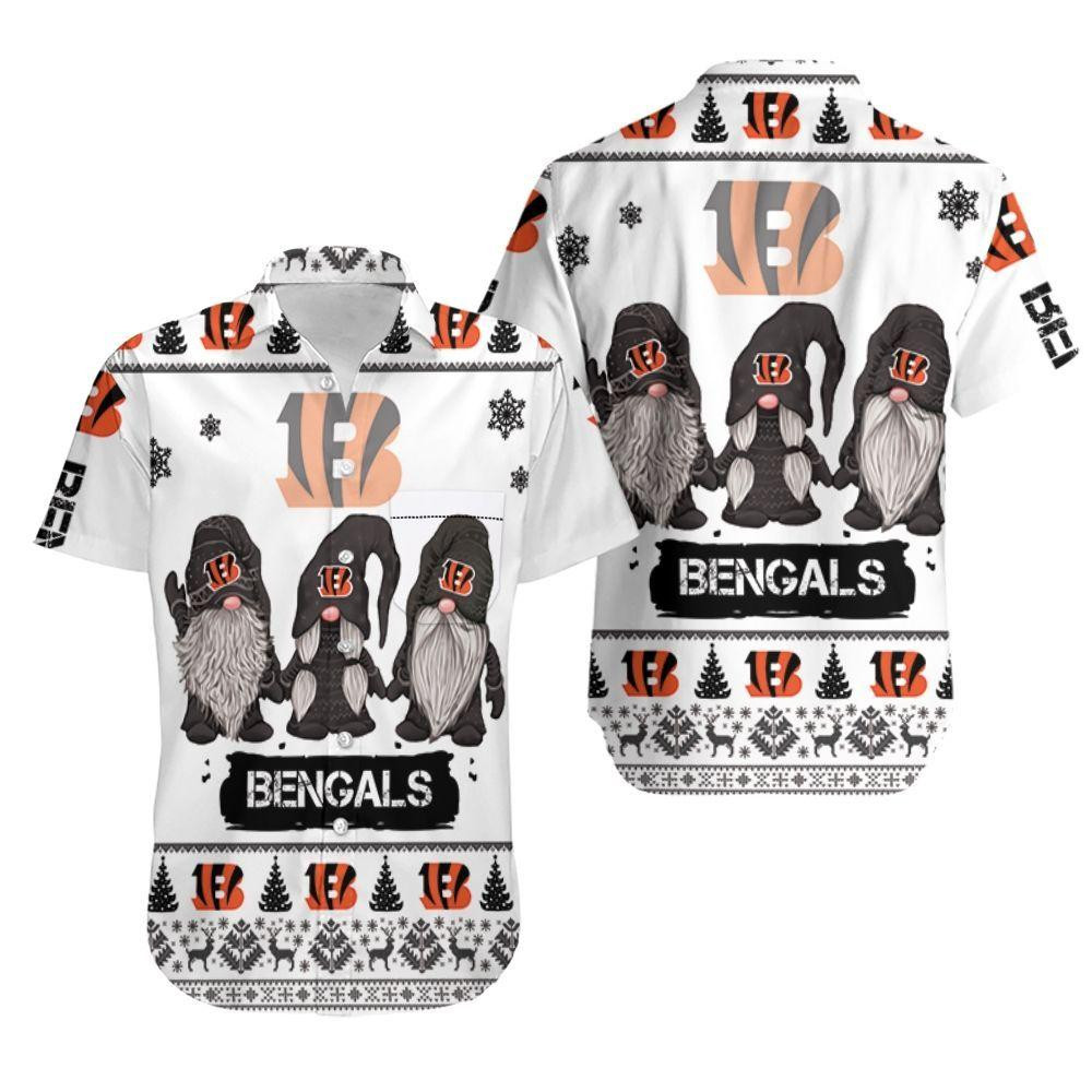 Christmas Gnomes Cincinnati Bengals Christmas Hawaiian Shirt Tropical Aloha Button Up