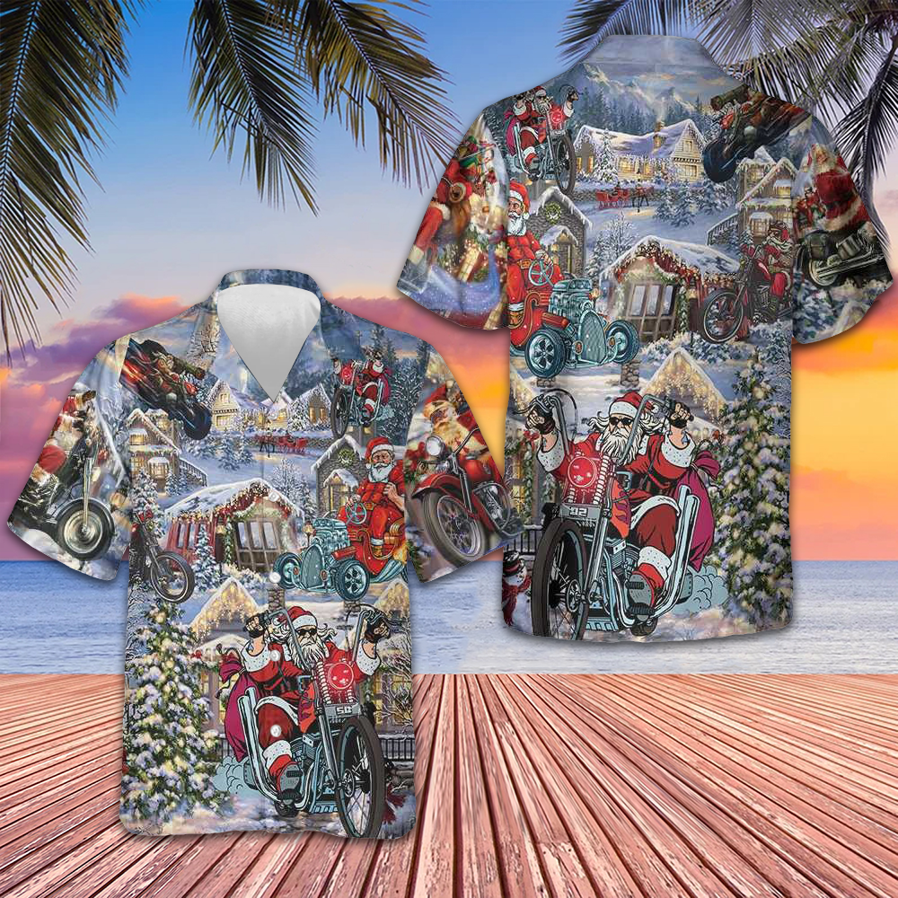 Christmas Santa Claus Racing Hawaiian Shirt 2024 Xmas Unique Shirt Gifts For Him