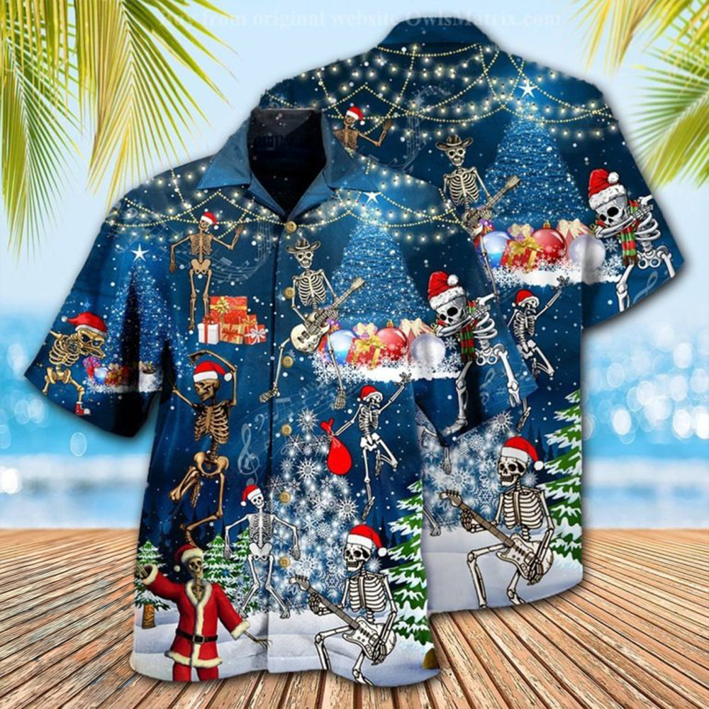 Christmas Skeleton Hawaiian Shirt Funny Holiday Aloha Shirt Xmas Gifts Ideas