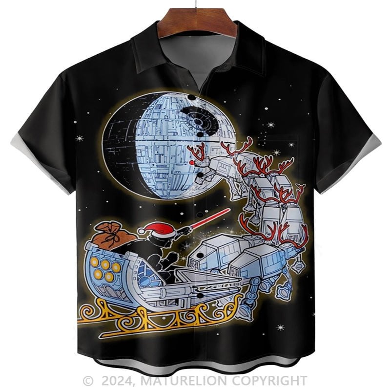 Christmas Star Wars Chest Pocket Hawaiian Shirt Adult Funny Shirt Hilarious Graphic Tee for M