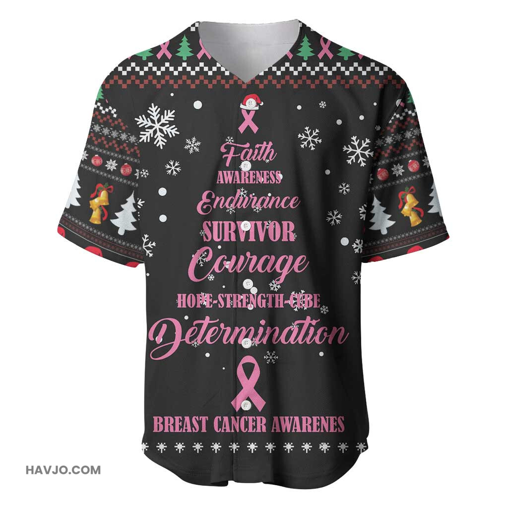 Christmas Tree Breast Cancer Afro Survivor African Baseball Jersey