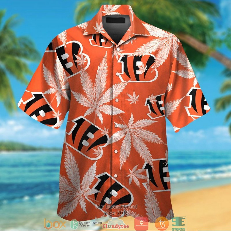 Cincinnati Bengals Cannabis Orange Hawaiian Shirt Tropical Aloha Button Up