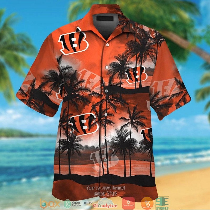 Cincinnati Bengals Coconut Island Ocean Orange Hawaiian Shirt Tropical Aloha Button Up