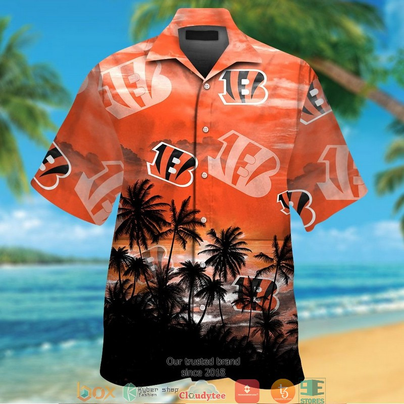 Cincinnati Bengals Coconut Island Orange Hawaiian Shirt Tropical Aloha Button Up