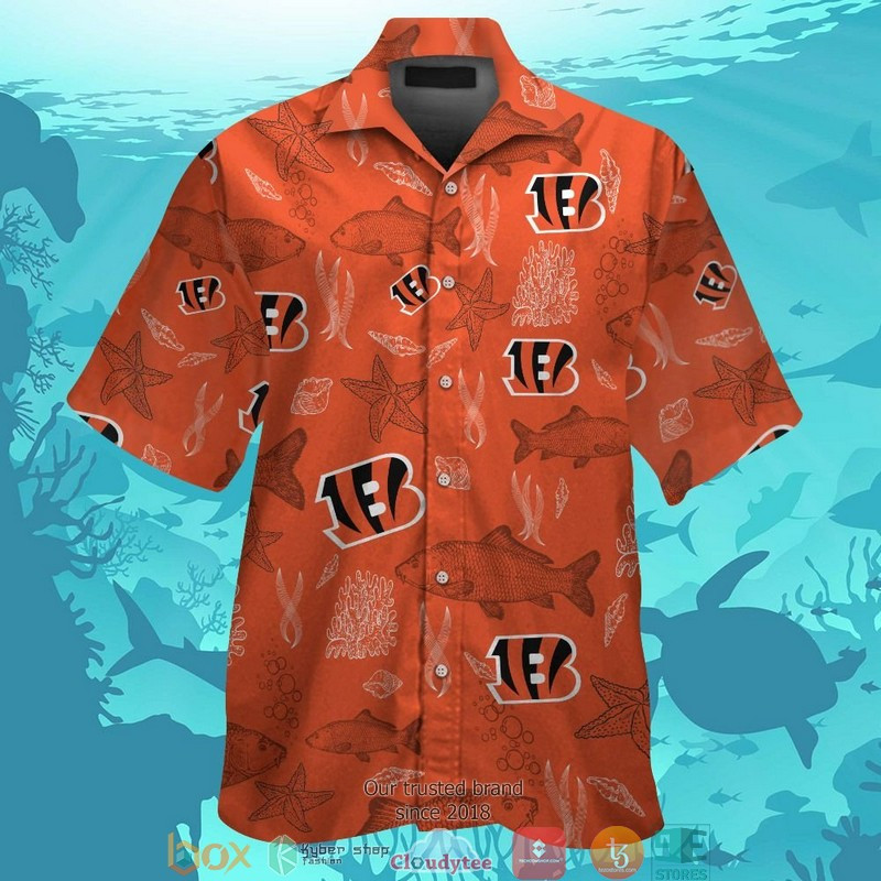 Cincinnati Bengals Fish Ocean Hawaiian Shirt Tropical Aloha Button Up