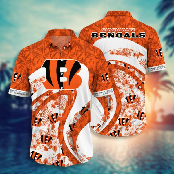 Cincinnati Bengals Flower Summer Hawaiian Shirt Tropical Aloha Button Up