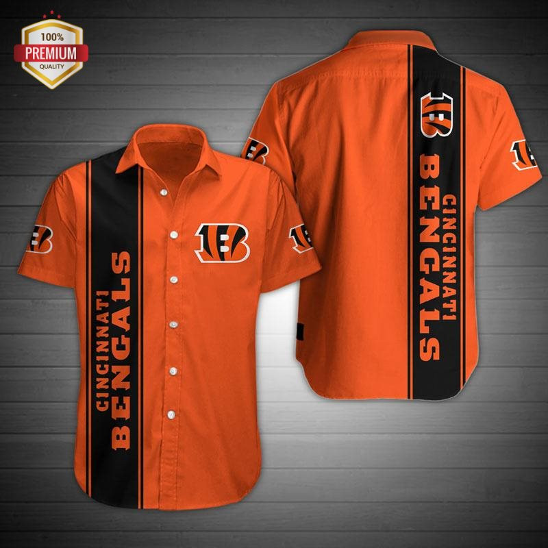 Cincinnati Bengals Football Aop Up Hawaiian Shirt Tropical Aloha Button Up