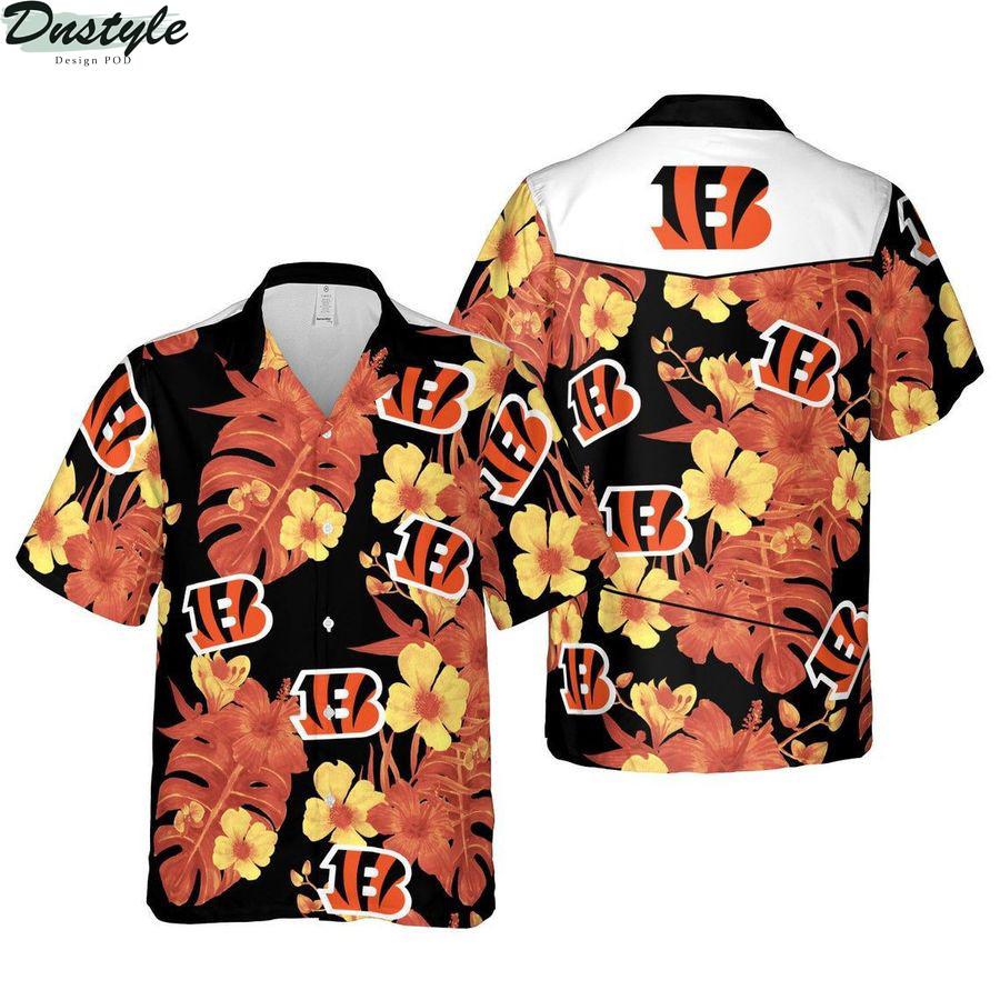 Cincinnati Bengals Football Hawaiian Shirt Tropical Aloha Button Up