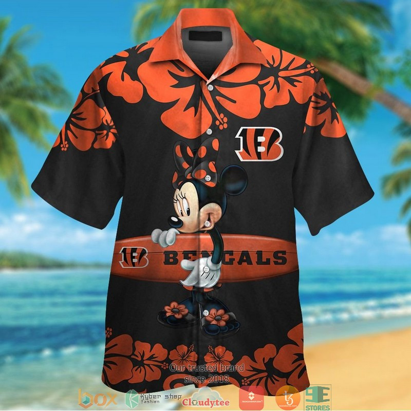 Cincinnati Bengals Minnie Mouse Hawaiian Shirt Tropical Aloha Button Up