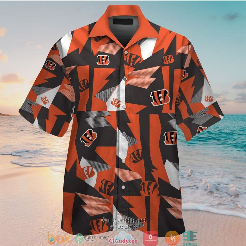 Cincinnati Bengals Orange Grey Pattern Hawaiian Shirt Tropical Aloha Button Up