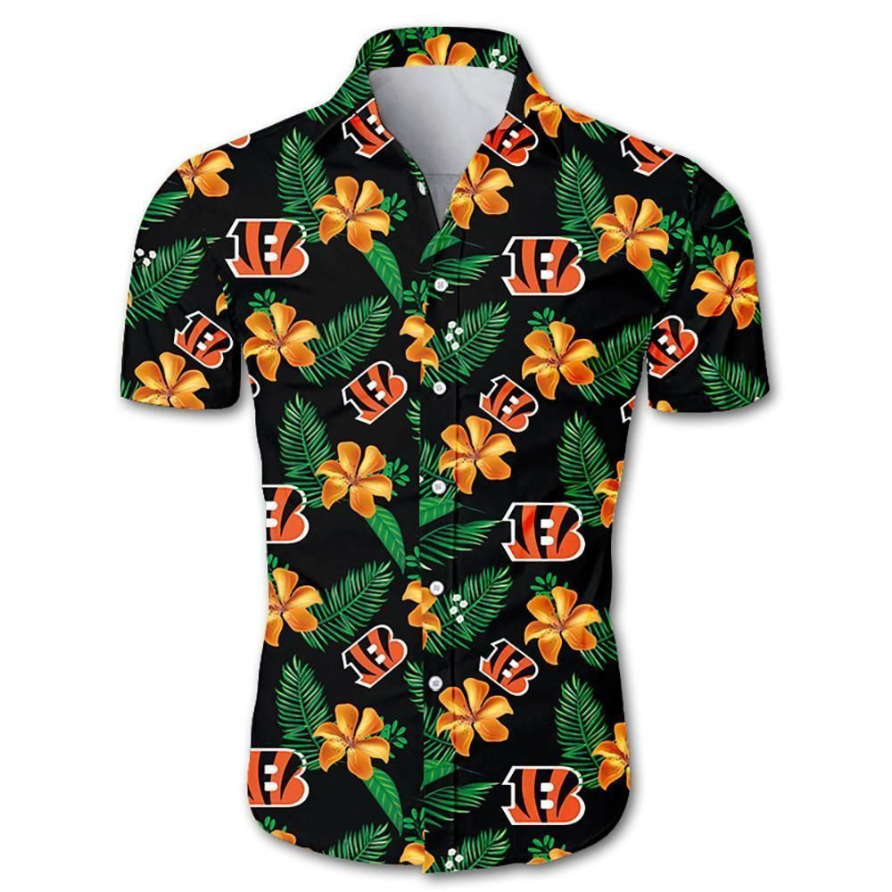 Cincinnati Bengals Tropical Flower Hawaiian Shirt Tropical Aloha Button Up