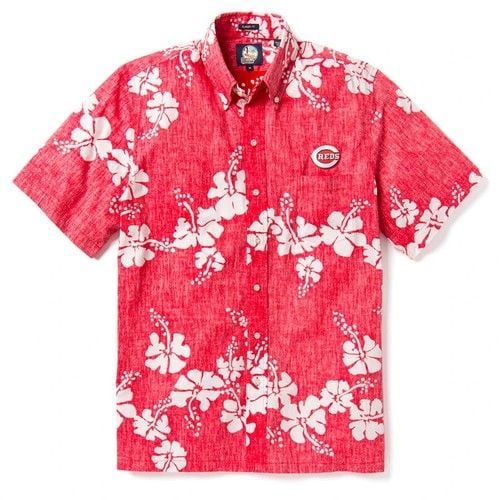 Cincinnati Reds 50th State Hawaiian Shirt Tropical Aloha Button Up