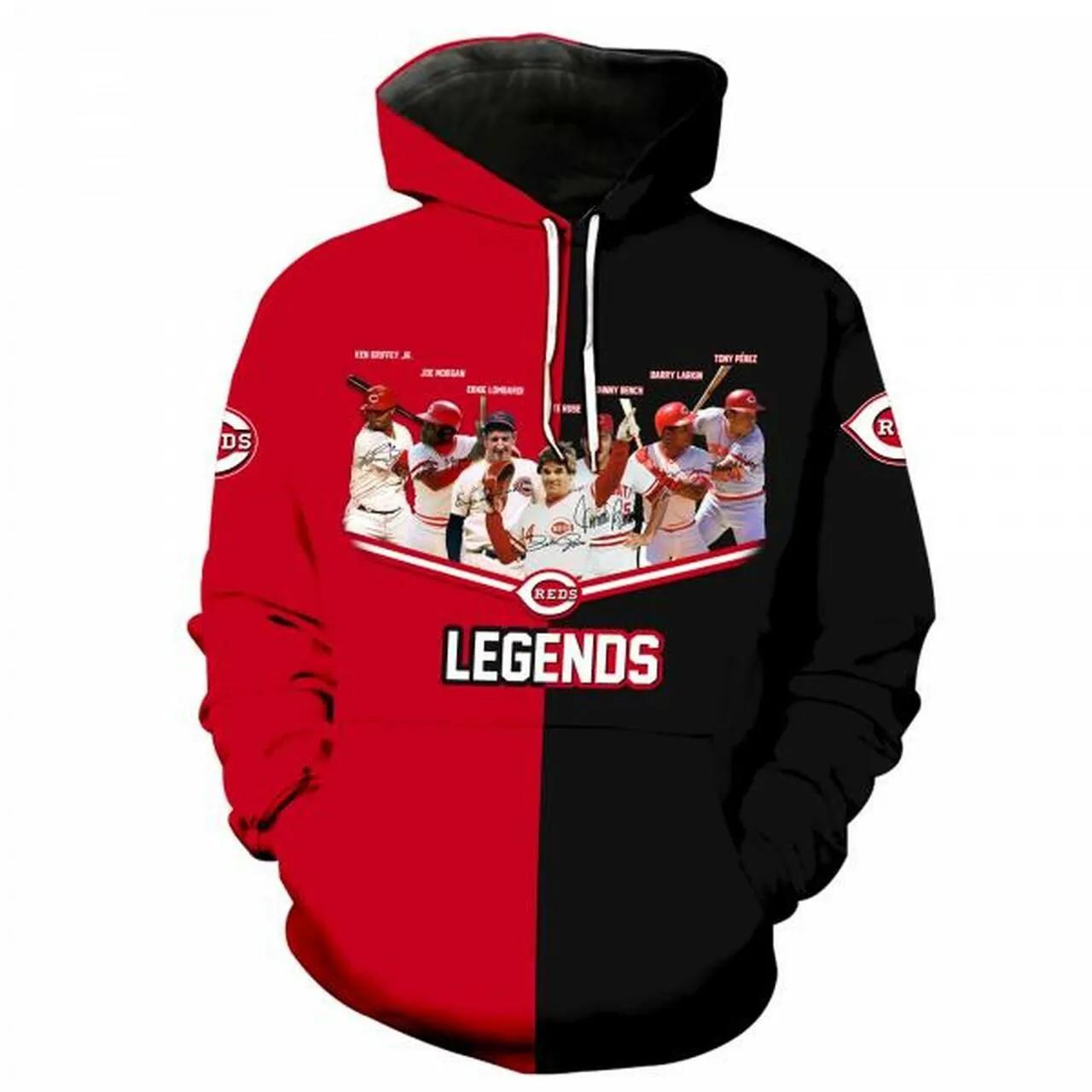 Cincinnati Reds Legends 3D MLB All Over Print Hoodie