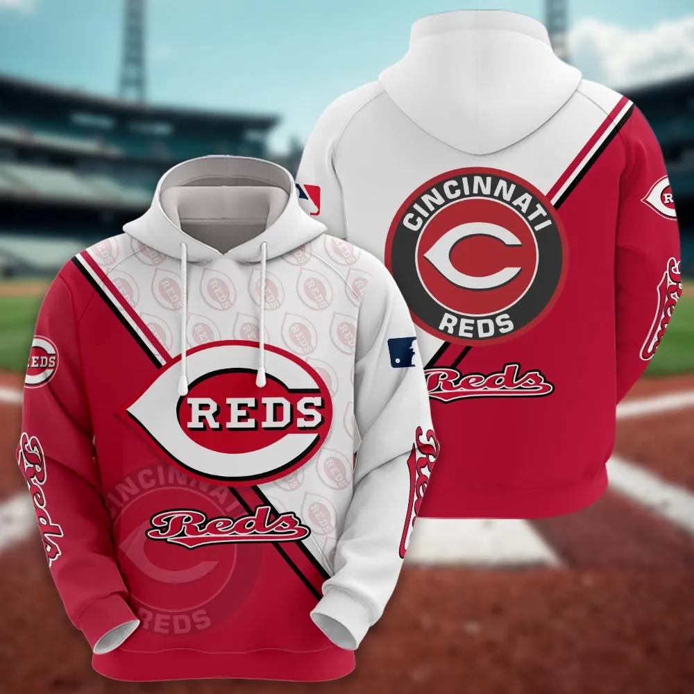 Cincinnati Reds Logo 3D MLB All Over Print Hoodie