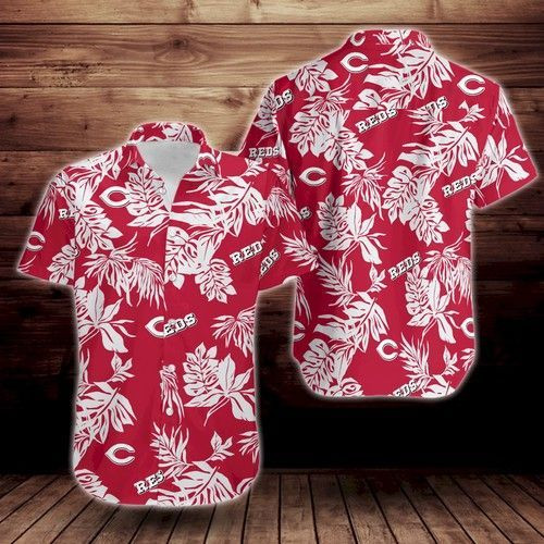 Cincinnati Reds Tropical Flower Hawaiian Shirt Tropical Aloha Button Up