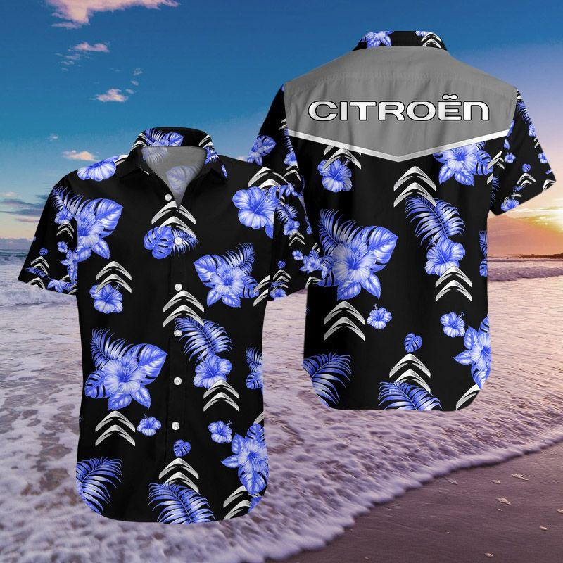 Citroen Car Hawaiian Shirt Tropical Aloha Button Up