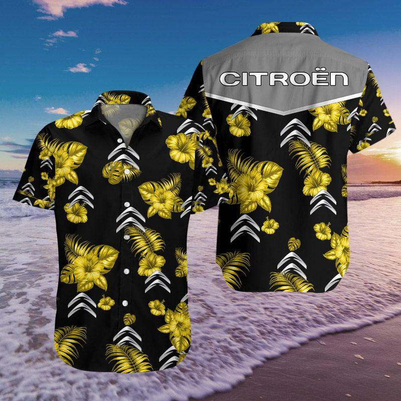 Citroen Car Hawaiian Shirt Tropical Aloha Button Up