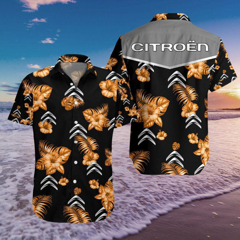 Citroen Car Hawaiian Shirt Tropical Aloha Button Up