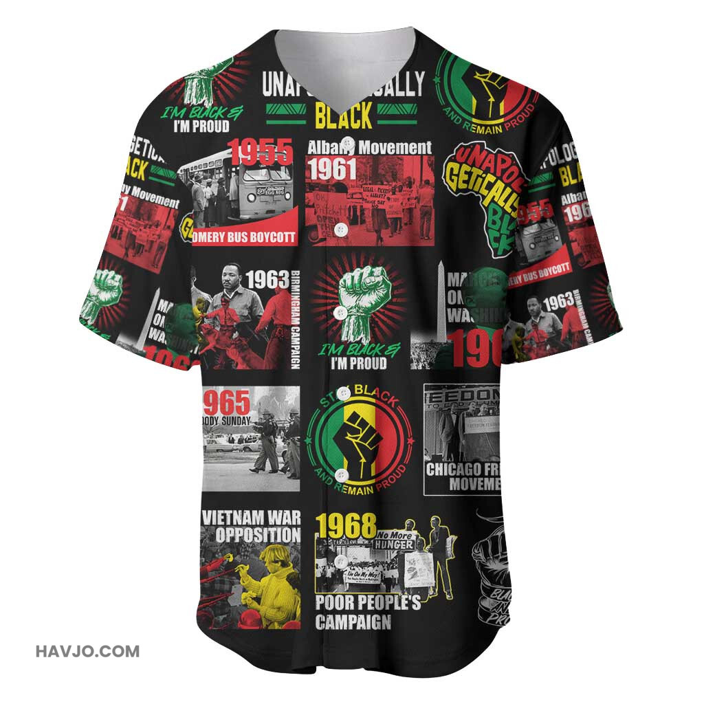 Civil Rights Movement Poster Art Black Pride Baseball Jersey