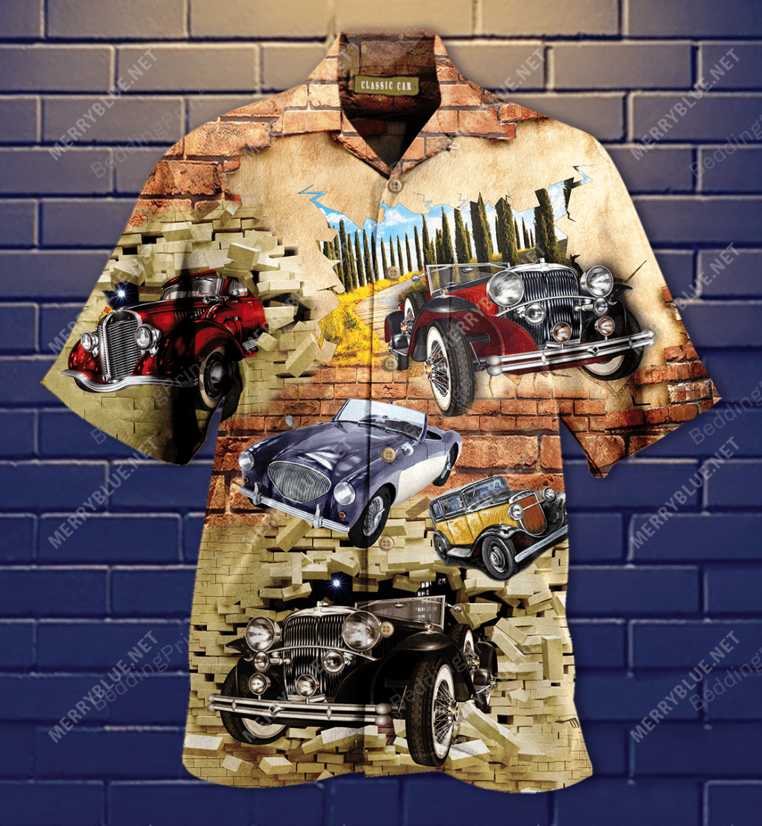 Classic Cars Are Jumping Hawaiian Shirt Tropical Aloha Button Up