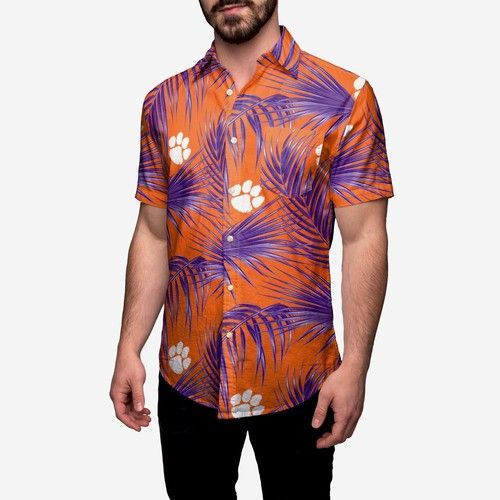 Clemson Tigers Hawaiian Shirt Tropical Aloha Button Up