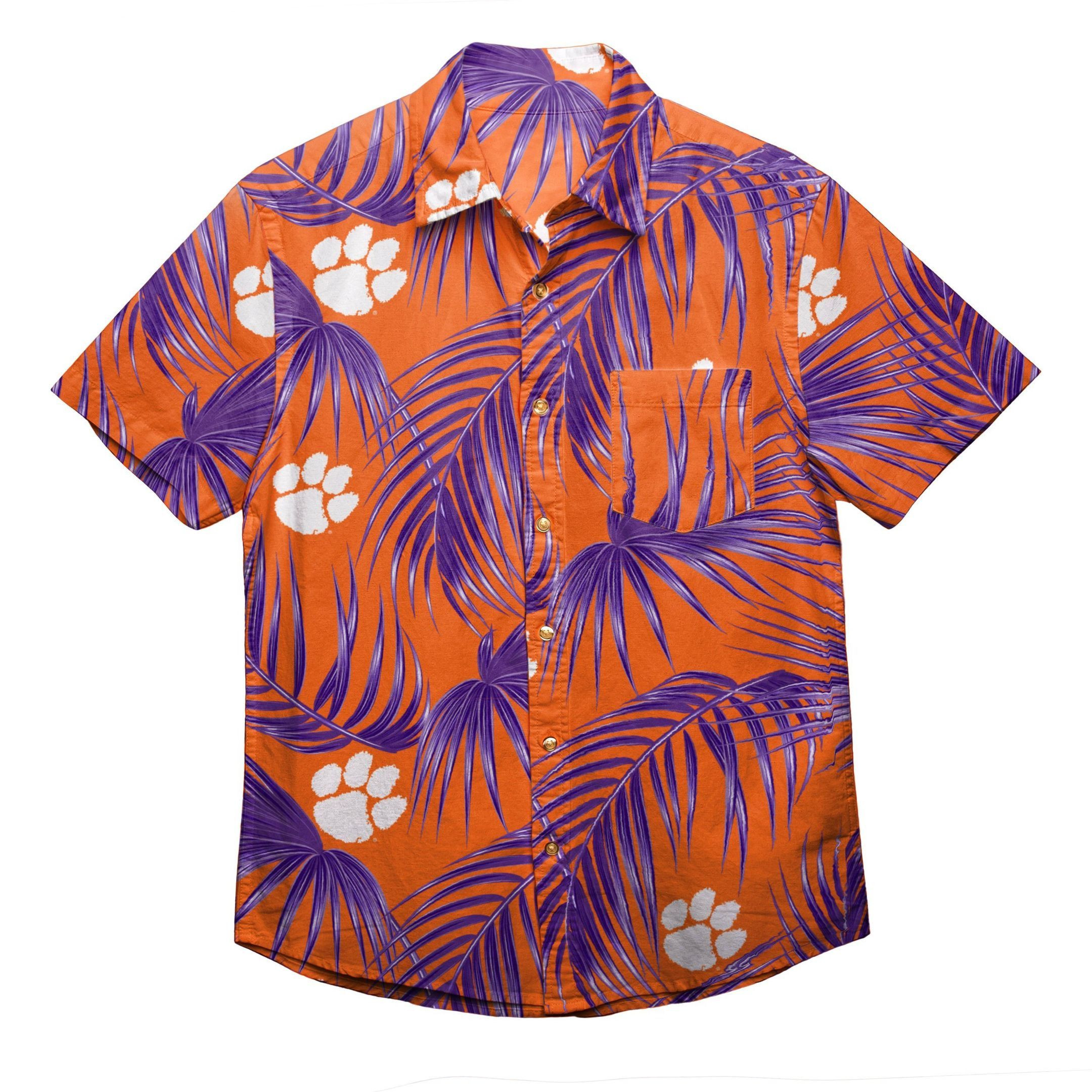 Clemson Tigers Ncaa Mens Hawaiian Shirt Tropical Aloha Button Up