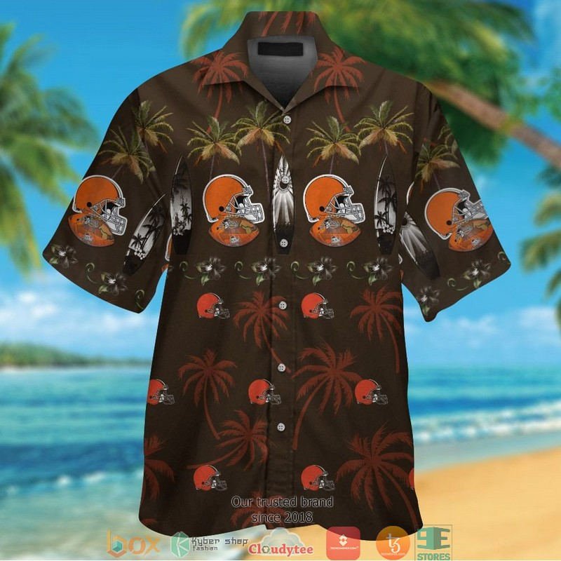 Cleveland Browns Coconut Brown Hawaiian Shirt Tropical Aloha Button Up
