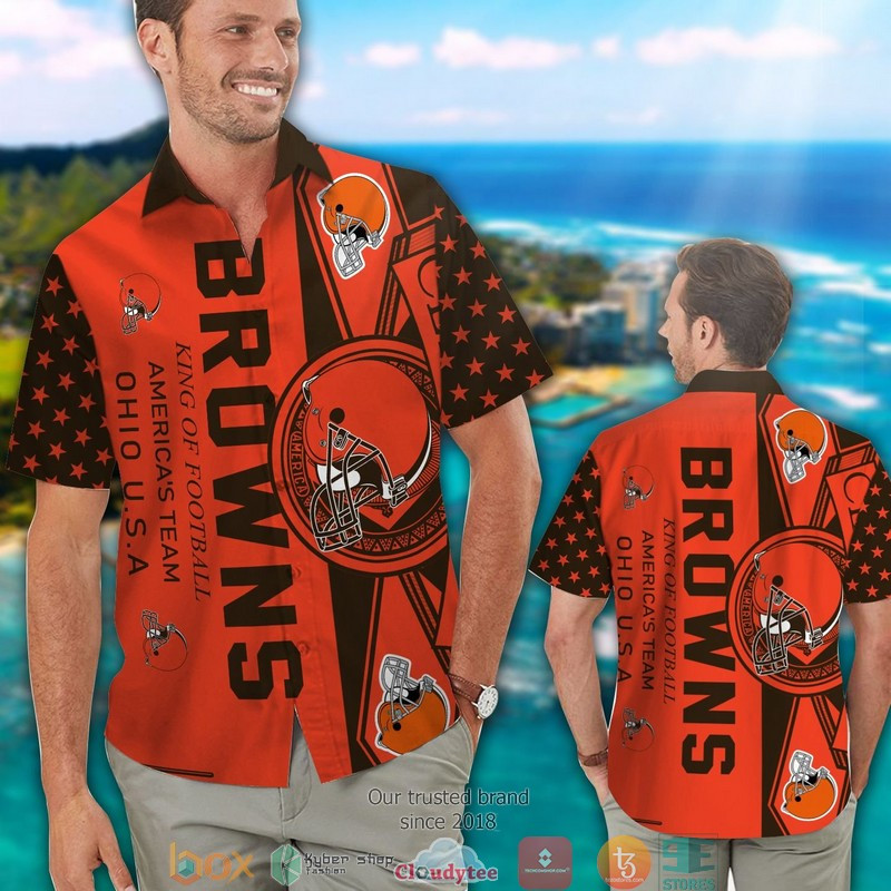 Cleveland Browns Coconut King Of Football Hawaiian Shirt Tropical Aloha Button Up
