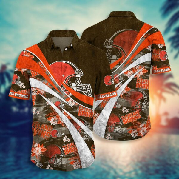 Cleveland Browns Floral Distressed Hawaiian Shirt Tropical Aloha Button Up