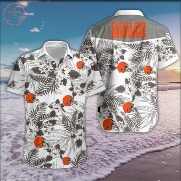 Cleveland Browns Floral Hawaiian Shirt Tropical Aloha Button Up