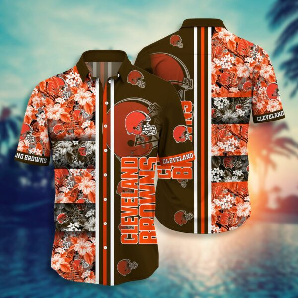 Cleveland Browns Floral Summer Hawaiian Shirt Tropical Aloha Button Up