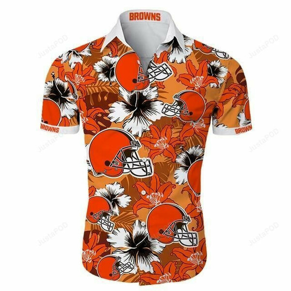 Cleveland Browns Flower Hawaiian Shirt Tropical Aloha Button Up