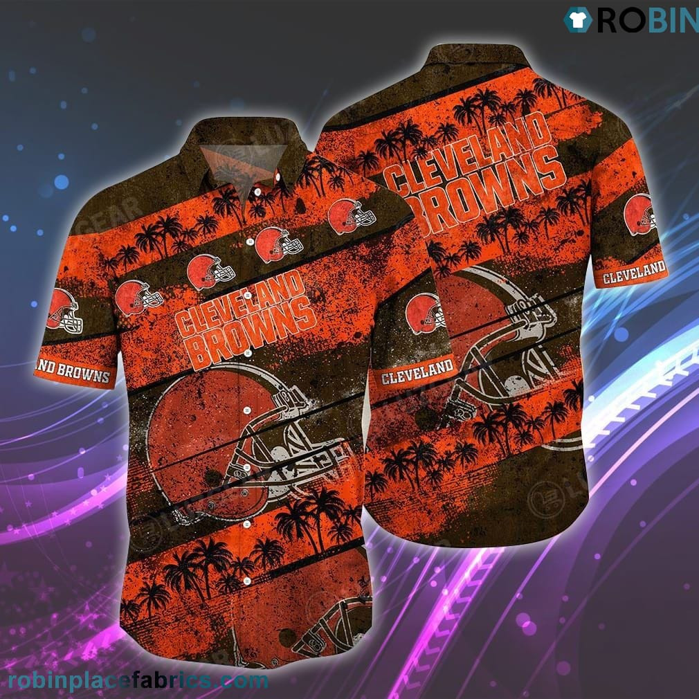 Cleveland Browns Graphic Patterns Hawaiian Shirt Tropical Aloha Button Up