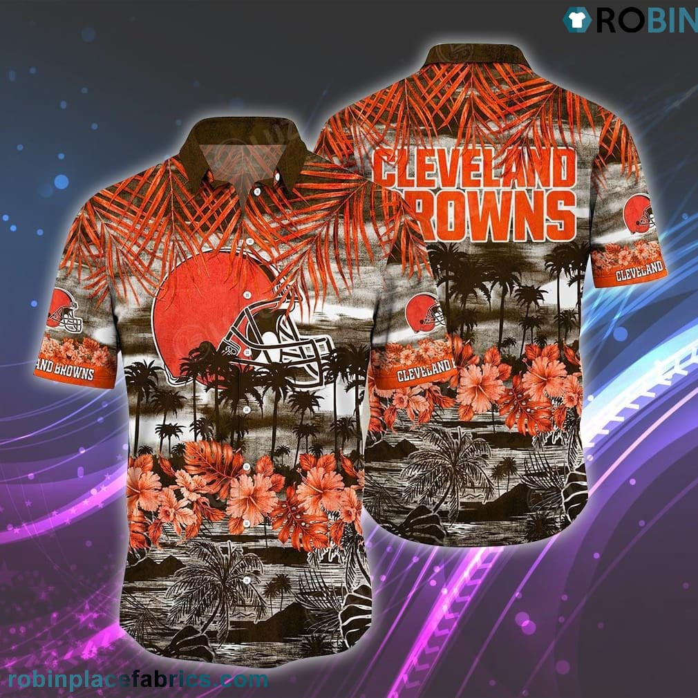 Cleveland Browns Hort Tyle Patterns Graphic Hawaiian Shirt Tropical Aloha Button Up