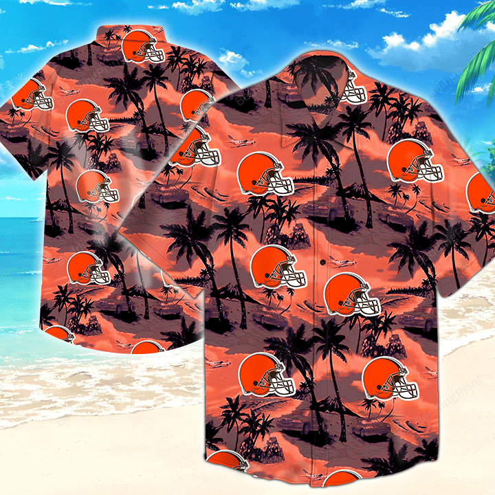 Cleveland Browns Nfl Hawaiian Shirt Tropical Aloha Button Up