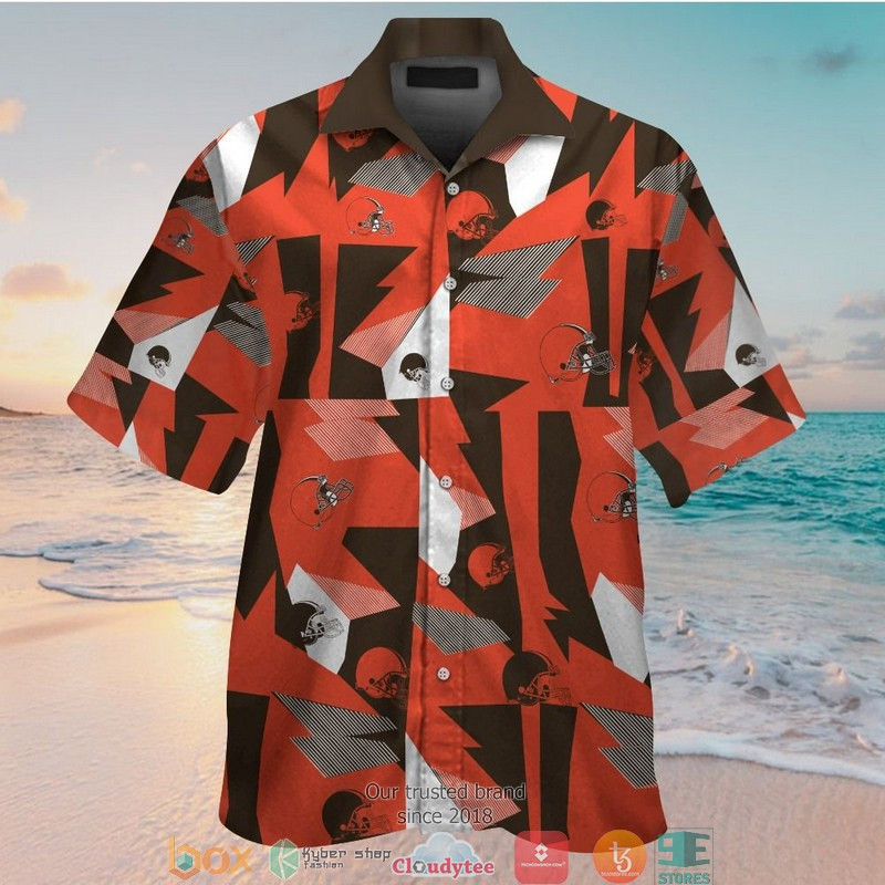 Cleveland Browns Orange Brown Hawaiian Shirt Tropical Aloha Button Up