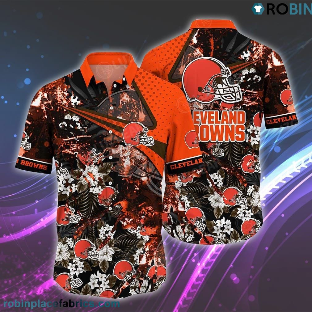 Cleveland Browns Patterns Hawaiian Shirt Tropical Aloha Button Up