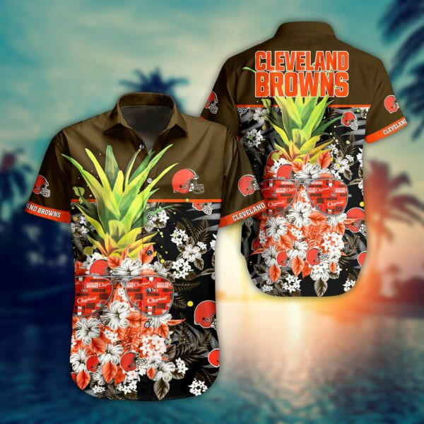 Cleveland Browns Pineapple New Hawaiian Shirt Tropical Aloha Button Up
