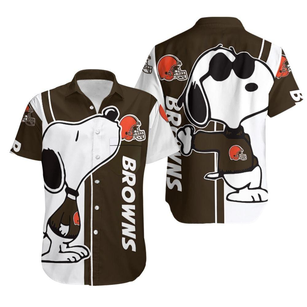 Cleveland Browns Snoopy Lover Hawaiian Shirt Tropical Aloha Button Up