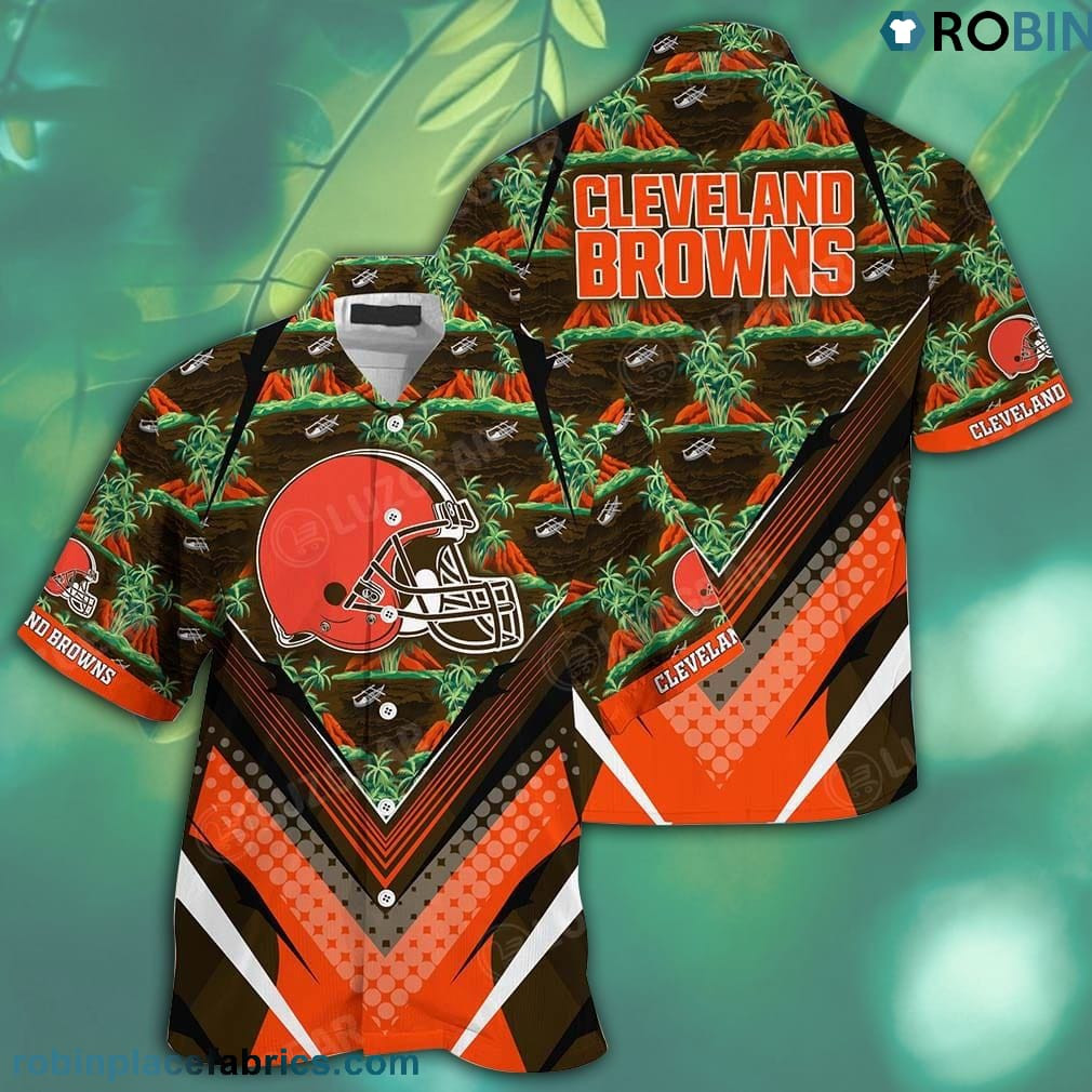 Cleveland Browns Team Hawaiian Shirt Tropical Aloha Button Up