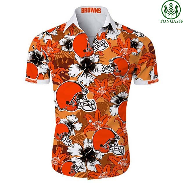 Cleveland Browns Tropical Flower Hawaiian Shirt Tropical Aloha Button Up