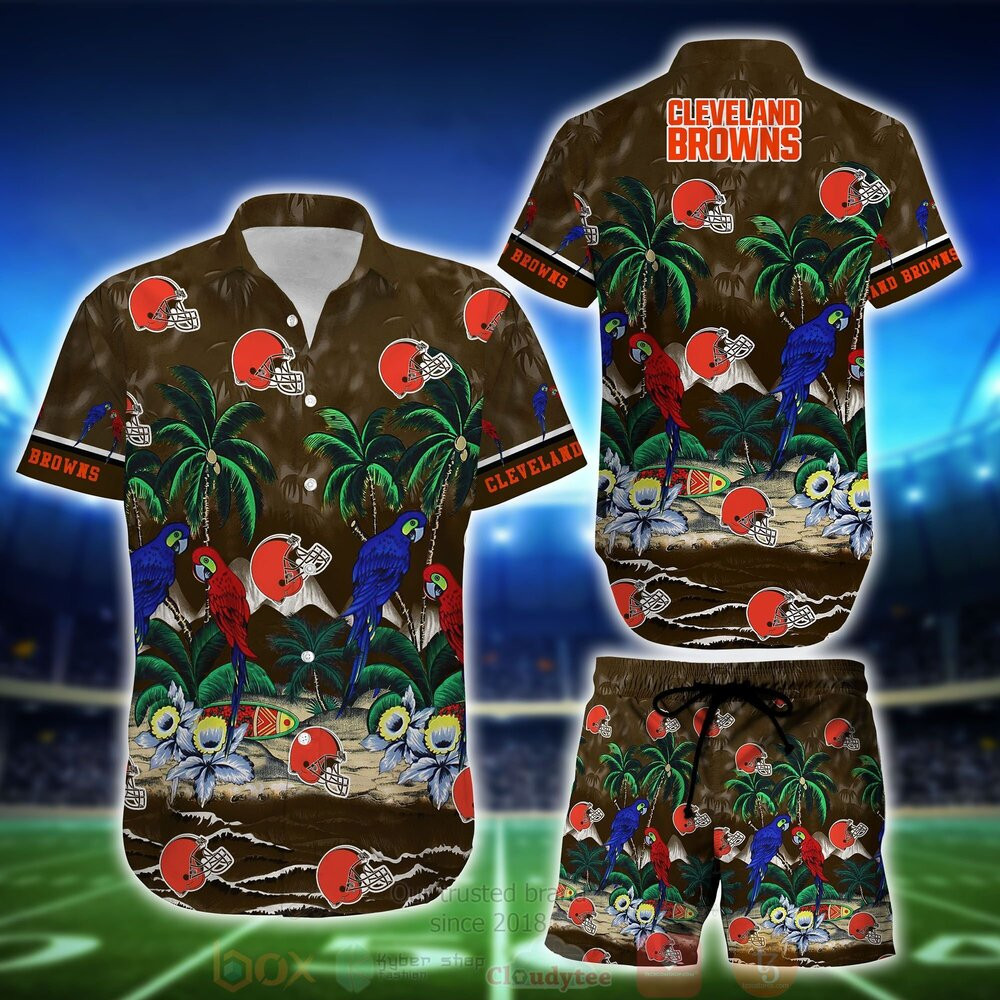 Cleveland Browns Tropical Sea And Parrots Hawaiian Shirt Tropical Aloha Button Up