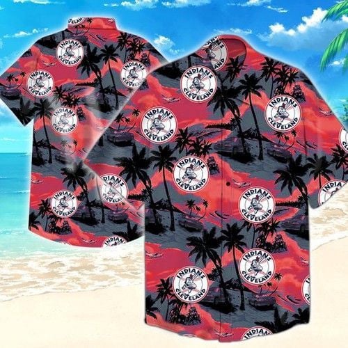Cleveland Indians Hawaiian Shirt Tropical Aloha Button Up